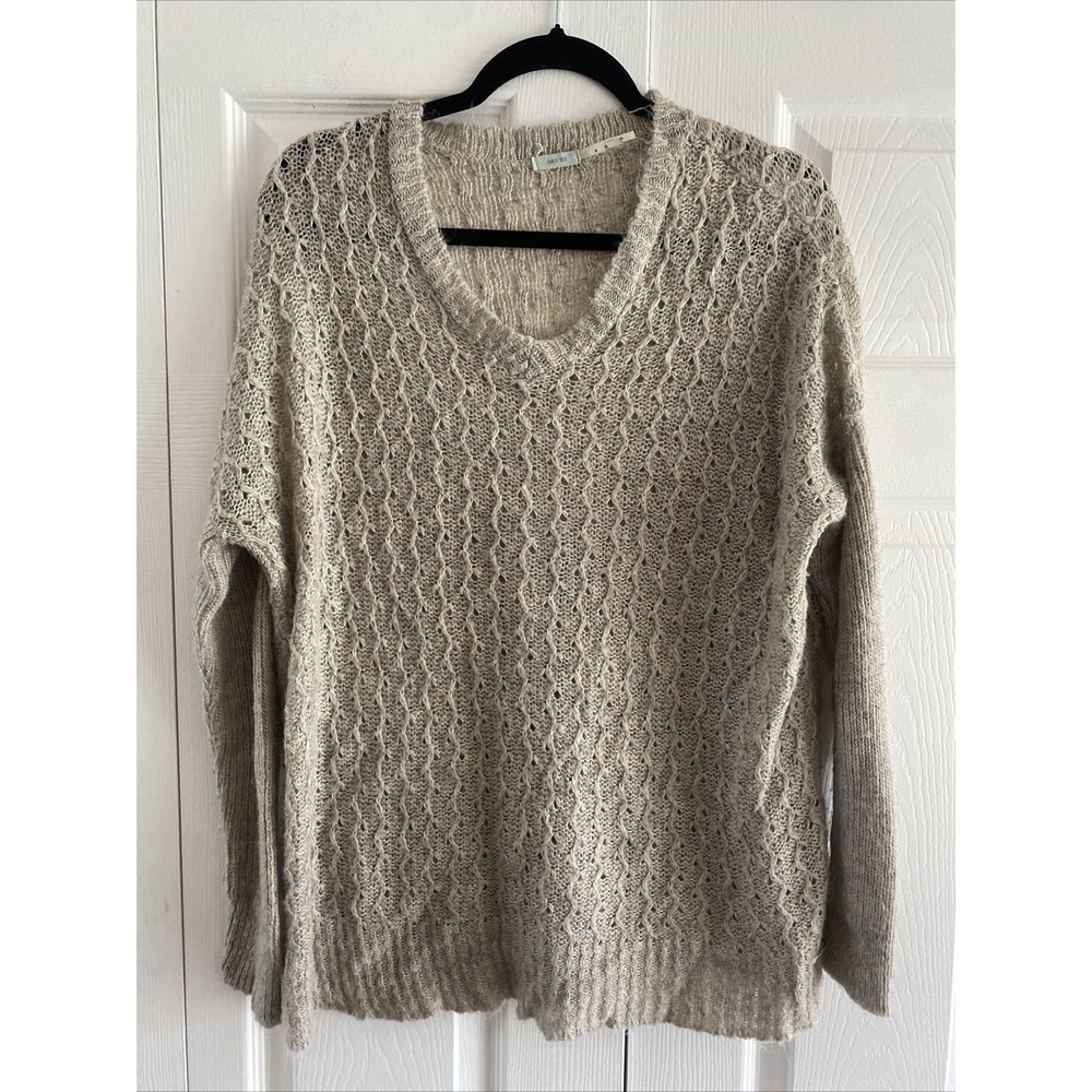 Kimchi Blu Womens Medium Tan Cableknit‎ Sweater Fisherman Coastal Clean Girl